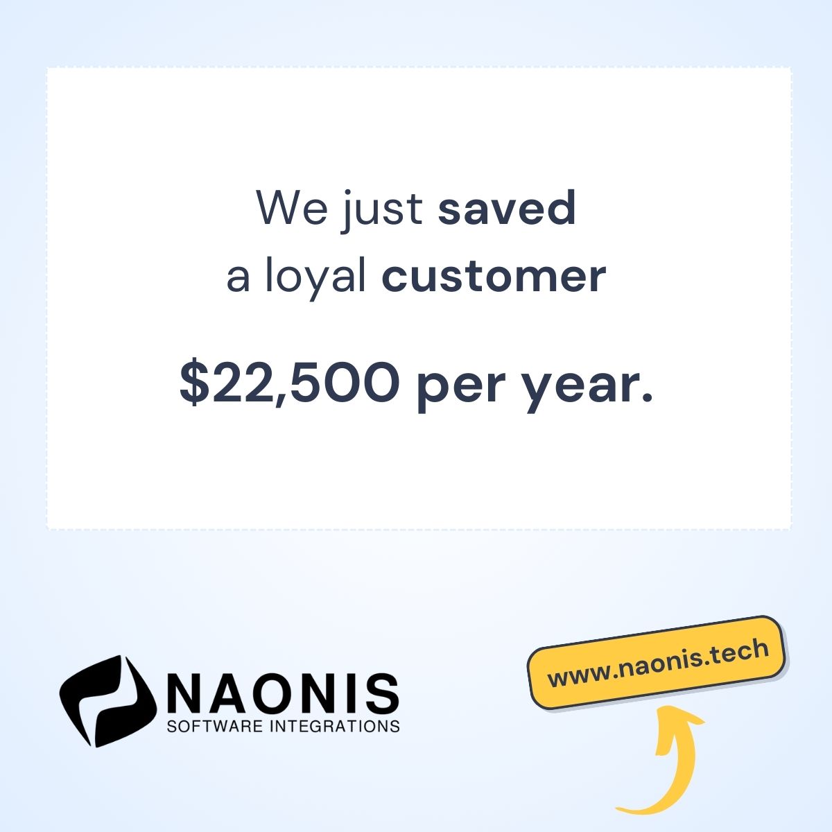 I just saved a loyal customer $22,500 per year