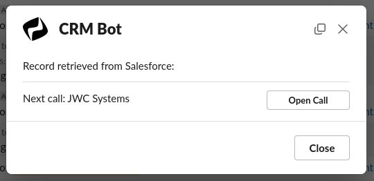 Automate CRM call execution in Slack from Salesforce