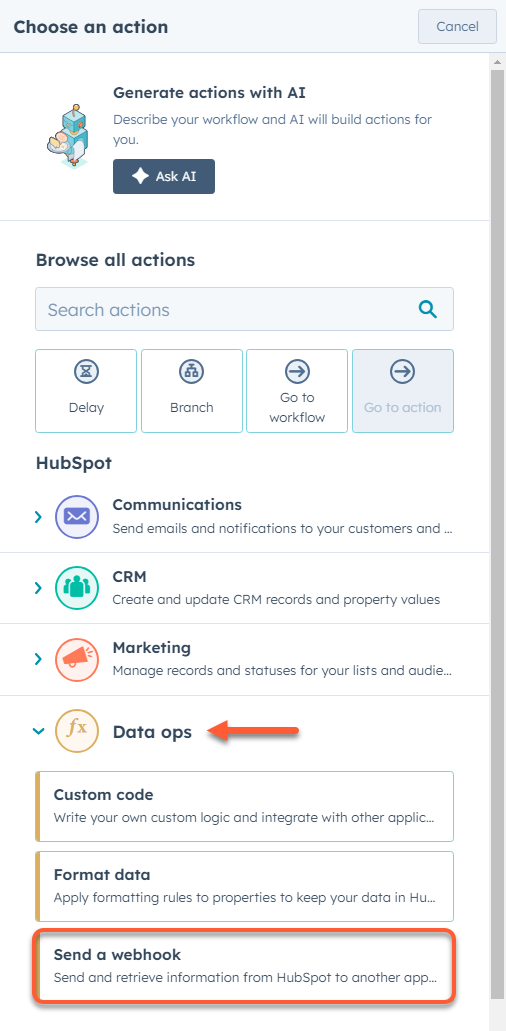 HubSpot webhook setup via Data ops HubSpot webhook setup via Data ops