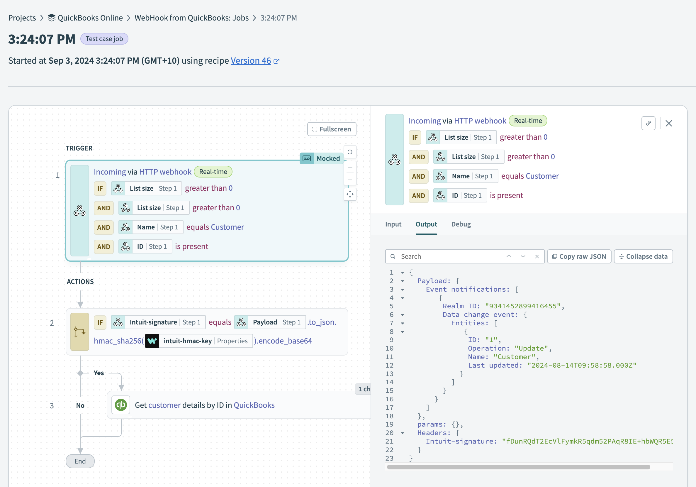 Receive and validate Quickbooks Online webhooks with Workato, to immediately act upon Quickbooks changes